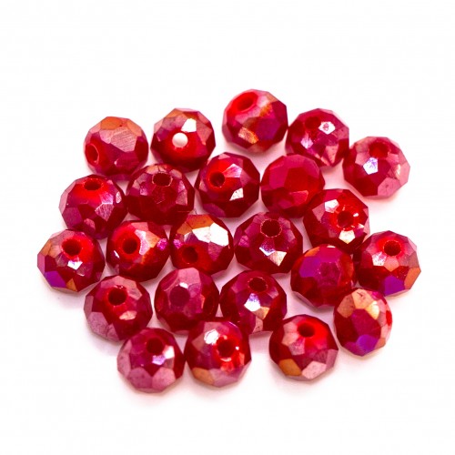 Бусины рондели 4*3мм, гранатовый матовый с покрытием АВ.